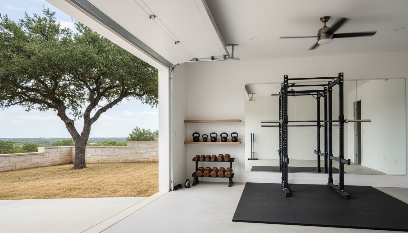 Gym: bright ventilated garage training room